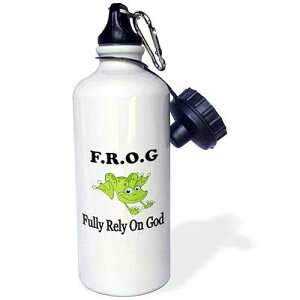 3dRose Frog Fully Rely on God Sports Water Bottle, 21 oz, White
