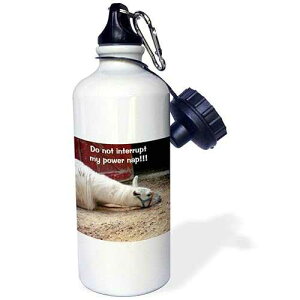 3dRose "White Sleeping Llama, This Llama is taking a load off and informing others that it's a "power nap."" Sports Water Bottle, 21 oz, White
