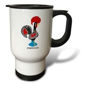 3dRose " The Black Portuguese Rooster or Galo De Barcelos Stainless Steel" Travel Mug, 14 oz, Multicolor