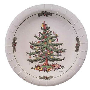 Spode y[p[ NX}X c[ `/fU[g v[g 16  Spode Paper Christmas Tree Luncheon/dessert Plates 16 Cnt