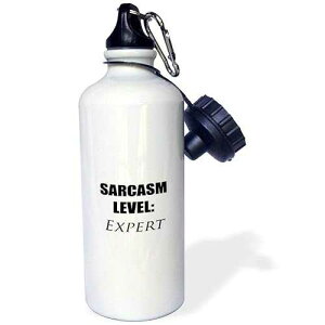 3dRose "SARCASM LEVEL EXPERT" Sports Water Bottle, 21 oz, White