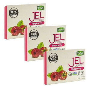 Bakol Jel Dessert - All Natural Vegan Dessert Mix - Kosher - Halal - No Artificial Sweeteners Flavors or Colors ? Raspberry Flavor (PACK OF 3)