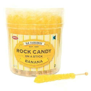 Extra Large Rock Candy Sticks: 36 Yellow Crystal Rock Candy Sticks - Banana - Individually Wrapped for Party Favors, Candy Buffet, Showers, Receptions, Old Fashioned Espeez Bulk Candy on a Stick