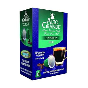 Alto Grande Decaf Espresso Capsules, Intensity 6, Compatible with Nespresso Original Line Machines, 18 Pods