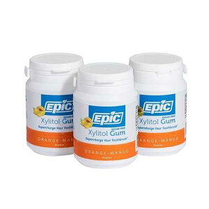 Epic Gum - Aspartame Free 100% Xylitol - Chewing Gum Sugar Free Gum - Orange Mango Flavored, 50 Pieces (Pack of 3)