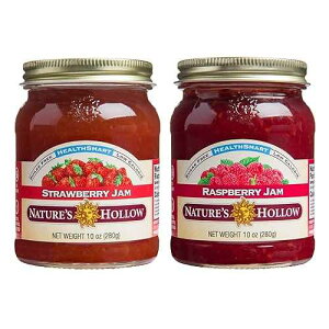 Nature's Hollow Strawberry and Raspberry Jam: Sugar Free Jam and Preserves, Low Cal, Non GMO, Keto Jam, Vegan, Gluten Free, and Diabetic Friendly - Sugar Free Jelly - 10oz Pack of 2