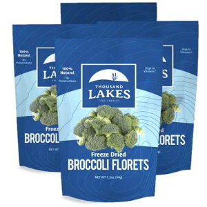 Thousand Lakes Freeze Dried Vegetables - Broccoli Florets 4-pack 1.2 ounces (4.8 ounces total) 100% Florets - No Stems No Salt Added