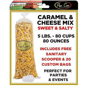 Pops Corn Bulk Caramel Popcorn & Cheese Popcorn Mix-Sweet & Salty-Chicago Mix-Free SANITARY scooper & 20 gift Bags Included!