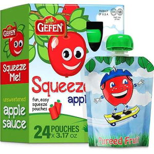 Gefen, Squeeze Me! All Natural Squeezable Applesauce, 3.17oz (24 Pack) No Sugar Added | Grab & Go | Certified Kosher (Including Passover)