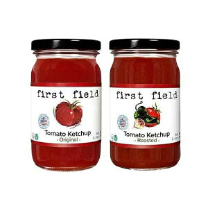 First Field Original Tomato Ketchup and Roasted Tomato Ketchup 100% Jersey Fresh Tomatoes by the NJDA Gluten Free 8.5 oz Pack of 2