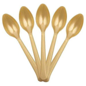 JAM PAPER v~A c[ p[eB[ pbN - vX`bN Xv[ - S[h - ĝăXv[ 48 {/pbN JAM PAPER Premium Utensils Party Pack - Plastic Spoons - Gold - 48 Disposable Spoons/Pack