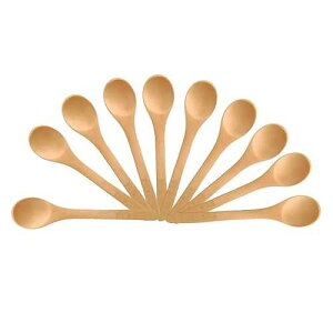 FOYARA Small Wooden Salt Spoon Solid Wood Condiments Spoon Handmade Honey Teaspoon 5 inch - Set of 10