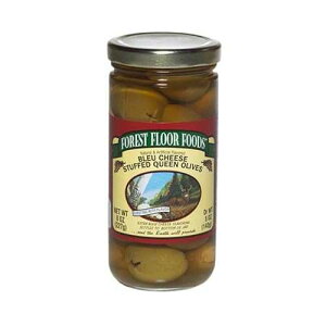 Forest Floor Foods Blue Cheese Stuffed Queen Olive, Stuffed Green Olives w/ Premium Ingredients and Brine, Decadent Bleu Cheese Flavor, 8 oz (1 Pack)