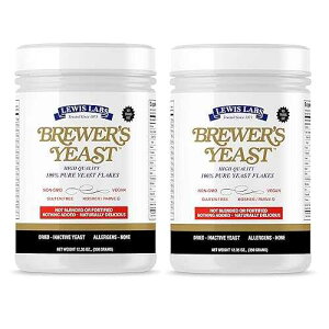 Lewis Labs Brewer's Yeast Flakes Beer Yeast is A Rich Source of Amino Acids, B-Complex Vitamins, Minerals & Protein Our Pure Bakers Yeast is Vegan, Keto, Paleo Friendly Unsweetened, 2 Pack Lewis Labs Brewer's Yeas