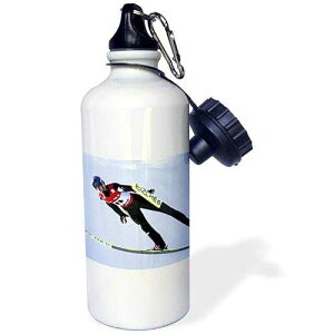 3dRose "Ski Jumping" Sports Water Bottle, 21 oz, White