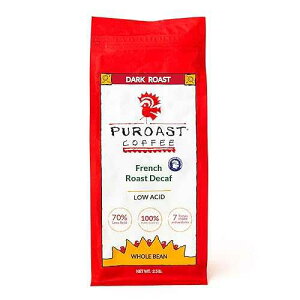 Puroast Coffee Puroast Low Acid Coffee Decaf Whole Bean Decaf French Roast Whole Bean Dark Roast High & High pH No Bitter Aftertaste Reduced Heartburn & GERD Suitable for Cold Brew - 2.2 LB