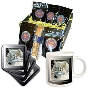 3dRose Spirit of The Wilderness �z���C�g�E���t�R�[�q�[�M�t�g�o�X�P�b�g�A�}���` 3dRose Spirit of The Wilderness White Wolf Coffee Gift Basket, Multi