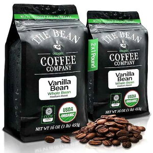 The Bean Coffee Company The Bean Organic Coffee Company Vanilla Bean, Medium Roast, Whole Bean Coffee, 16-Ounce Bags (Pack of 2)