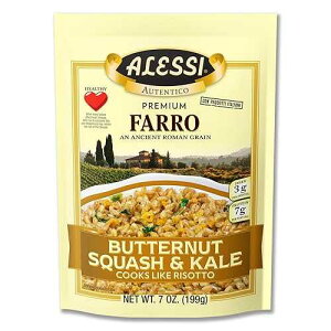 Alessi Autentico, Premium Seasoned Roman Grain Farro, Cooks Like Risotto, Heart Healthy, Easy to Prepare, 7oz (Butternut Squash & Kale, Pack of 6)