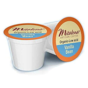 Mitalena Gourmet Coffee Mitalena Artisan Vanilla Bean Low Acid Coffee Pods for Keurig - Medium Roast K Cups for Acid Reflux Prevention - 72 Count, Organic Coffee with Vanilla Flavor