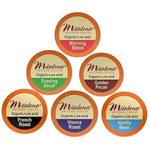 Mitalena Gourmet Coffee Mitalena Artisan Coffee Variety Pack - 72 Low Acid Organic Coffee Pods, Compatible with Keurig K Cup Coffee Maker - Try 6 Different Flavors - Small Batch Artisan K Cups