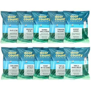 Door County Coffee & Tea Co. Gourmet Flavored Coffee Sampler Pack - 10 Bags of Unique Flavored Coffees - Roasted by Door County Coffee