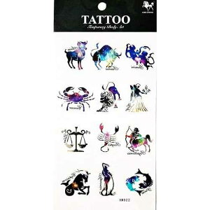 PP TATTOO 1 Sheet Zodiac Twelve Constellation Symbol Lucky Arm Body Sticker Tattoo Art Make up for Men Temporary Tattoos Paper Waterproof for Men Women