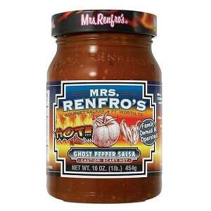 Mrs. Renfro's Ghost Pepper Salsa Gluten Free, No Added Sugar, No HFCS, 16-oz Jar (Pack of 2)