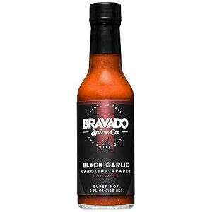 Black Garlic And Carolina Reaper Hot Sauce By Bravado Spice FEATURED ON HOT ONES Gluten Free, Vegan, Low Carb, Paleo All Natural 5 oz Bottle Award Winning Gourmet Hot Sauce Black Garlic And Carolina Reaper Hot Sauce