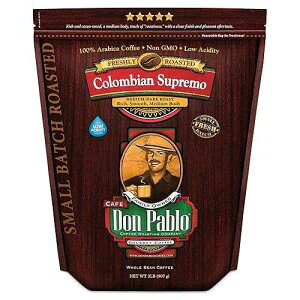 Cafe Don Pablo 2LB Don Pablo Colombian Supremo - Medium-Dark Roast - Whole Bean Coffee - Low Acidity - 2 Pound (2 lb) Bag