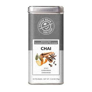 The Coffee Bean & Tea Leaf, Chai Black Tea, Whole Leaf Tea Bags with Tin, 20ct