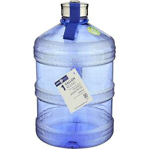 New Wave Enviro Iconic 1 Gallon BPA Free Water Bottle (Round), Built in Handle and Stainless Steel Cap, 1 Gallon Capacity Bottle, Faint Blue