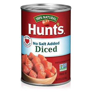 Hunt's Diced Tomatoes No Salt Added, Keto Friendly, 14.5 Ounce (Pack of 12)