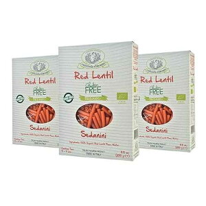 Rustichella d'Abruzzo Organic Red Lentil Sedanini (Pack of 3), 250g Each - Gluten-Free Pasta Made with 100% Organic Red Lentil Flour - Rich in Protein, Perfect for Bold Sauces & Creative Dishes - GMO-Free, Vegan
