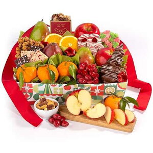zf[`R[gAibcAtbVt[cMtgoXPbg A Gift Inside Holiday Chocolate, Nuts & Fresh Fruit Gift Basket
