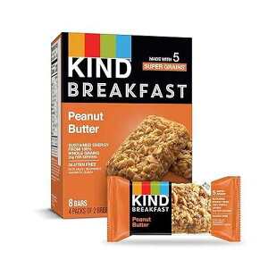 KIND �u���b�N�t�@�X�g�o�[�A�s�[�i�b�c�o�^�[�A�O���e���t���[�A1.8�I���X�A24�{ KIND Breakfast Bars, Peanut Butter, Gluten Free, 1.8oz, 24 Count