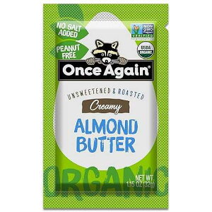 Once Again Organic Creamy Almond Butter - 1.15oz Squeeze Packs, 10 Count - Roasted - Salt Free, Unsweetened - USDA Organic, Gluten Free Certified, Peanut Free, Vegan, Kosher, Paleo