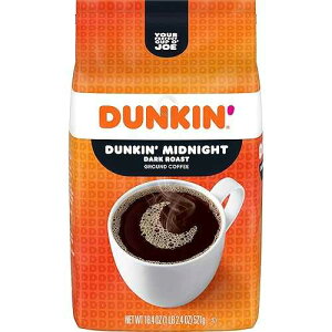 Dunkin' Dunkin Midnight Dark Roast Ground Coffee, 18.4 Ounce Bag (Pack of 6)
