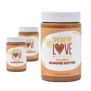 Spread The Love UNSALTED Almond Butter (All Natural, Vegan, Gluten-free, Creamy, No added salt, No added sugar, No palm fruit oil, Not pasteurized with PPO) (3-Pack)