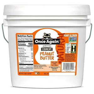 Once Again Natural, Crunchy Peanut Butter, 9lb Bucket (same as 9 jars) - Lightly Salted, Unsweetened - Gluten Free Certified, Vegan, Kosher, Non-GMO Verified