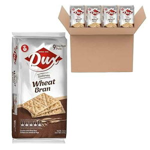 Dux, Wheat Bran Crackers, Rich in Fiber and Oats, Enjoy Anytime, 7.62 Ounce, 1 Box contains 4 Bags, each with 9 Individual Packs and every pack includes 3 Crackers, totaling 36 crackers per box.