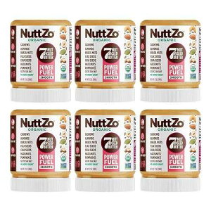 Organic NuttZo Power Fuel Smooth Mixed Nut Butter Spread Cashews Almonds Brazil Nuts Flax Seeds Chia Seeds Hazelnuts Pumpkin Seeds No Peanuts Paleo Gluten Free Vegan Kosher 1g Sugar, 6g Protein