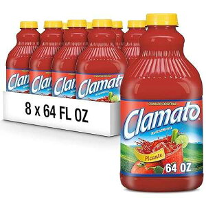 Clamato Picante Tomato Cocktail, 64 fl oz bottle (Pack of 8), Authentic Spicy Flavored Tomato Juice, Perfect Mixer for Micheladas and Bloody Mary Drinks and other Cocktail Spirits