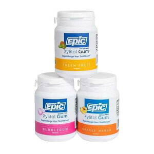 Epic Gum - Aspartame Free 100% Xylitol - Chewing Gum Sugar Free Gum - Gum, Fruit Variety, 50 Pieces (Pack of 3)