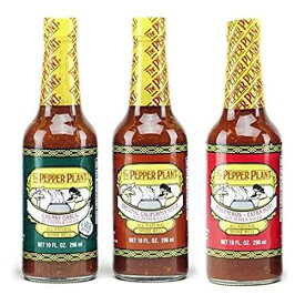 ペッパープラント ホットソース バラエティパック (1) オリジナル 10オンス (1) チャンキーガーリック 10オンス (1) ハバネロ入りエクストラホット 10オンス (3 個パック) FIAHNG The Pepper Plant Hot Sauce Variety Pack (1) Original 1