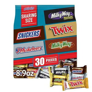 Mars SNICKERS, TWIX, MILKY WAY & 3 MUSKETEERS Fun Size Milk & Dark Chocolate Candy Bars, 30 Pieces (Pack of 8)