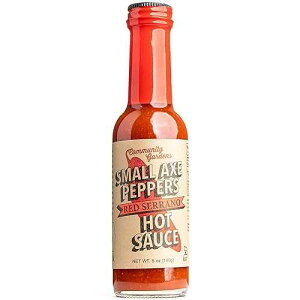 Small Axe Peppers Red Serrano Hot Sauce, 5 oz - All Natural, Kosher, non-GMO, Community Garden Grown Ghost Pepper Gourmet Hot Sauce, Featured on HOT ONES!