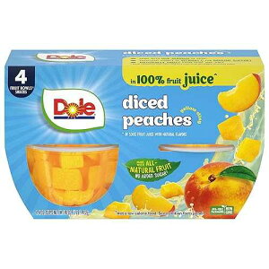 Dole Fruit Bowls Diced Peaches in 100% Juice Snacks, 4oz 4 Total Cups, Gluten & Dairy Free, Bulk Lunch Snacks for Kids & Adults
