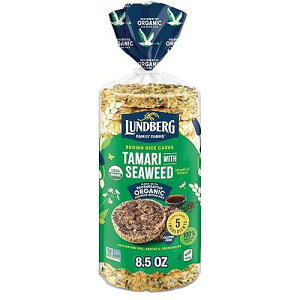 Lundberg Organic Brown Rice Cakes, Tamari with Seaweed, 8.5oz, Gluten-Free, Vegan, USDA Certified Organic, Non-GMO Verified, Kosher, Whole Grain Brown Rice