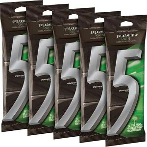 XyA~g C VK[t[ K 5 A15 pbP[W 3  (5 pbN) 5 Gum Spearmint Rain Sugarfree Gum, 3 15-Piece Packages (Pack of 5)